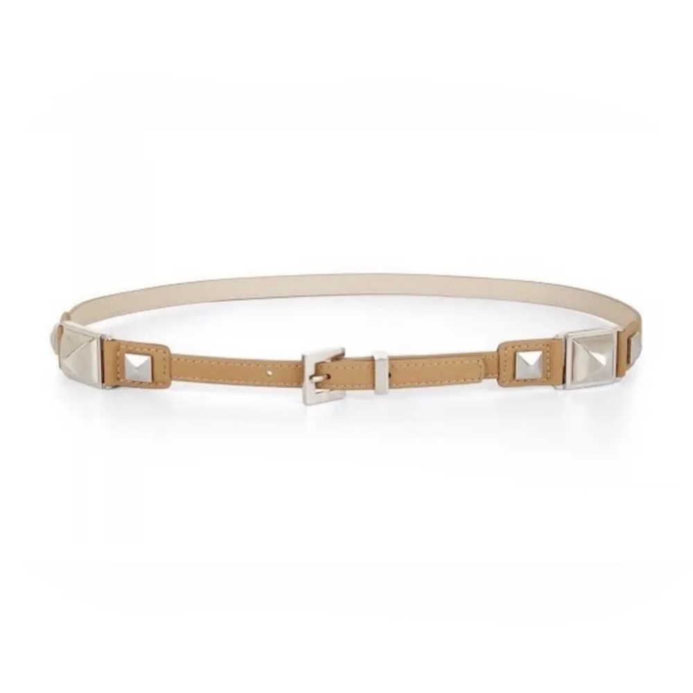 2/$20 - NWOT 27-29” bcbg maxazaria faux leather skinny belt - silver hardware